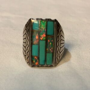 Men’s Sterling Silver Teme Inlay Ring